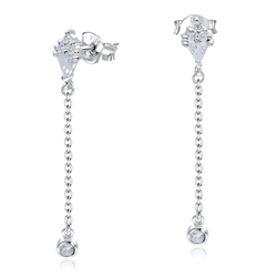 Elegant Designed CZ Stone With Chain Drop Earring Stud STS-5544